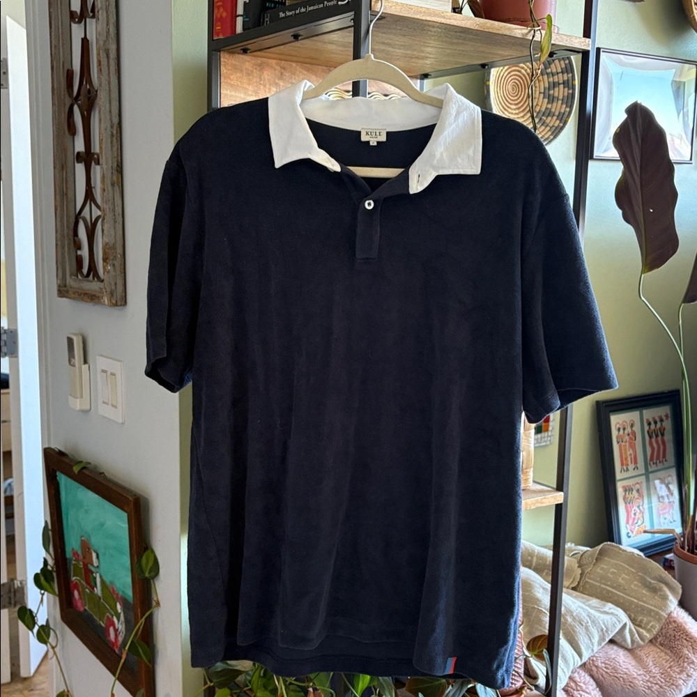 KULE Classic Navy Polo with White Collar, Terry Cloth material